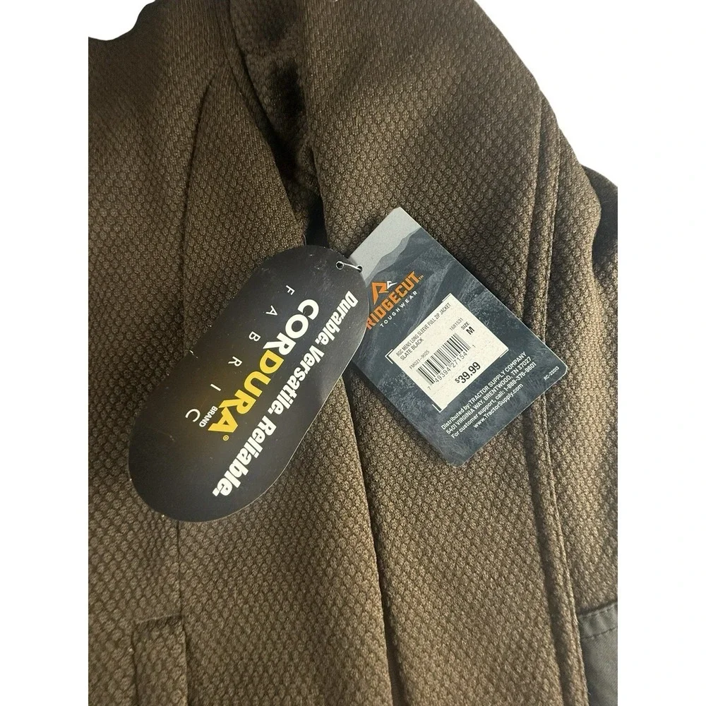 RIDGECUT Mens Medium Work Jacket Full Zip Fleece Lined Durable Brown NEW